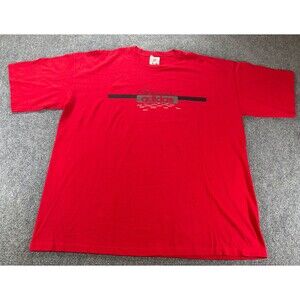 Vintage 90s Adidas T Shirt Mens 2XL Red Geometric Logo Made In USA VTG